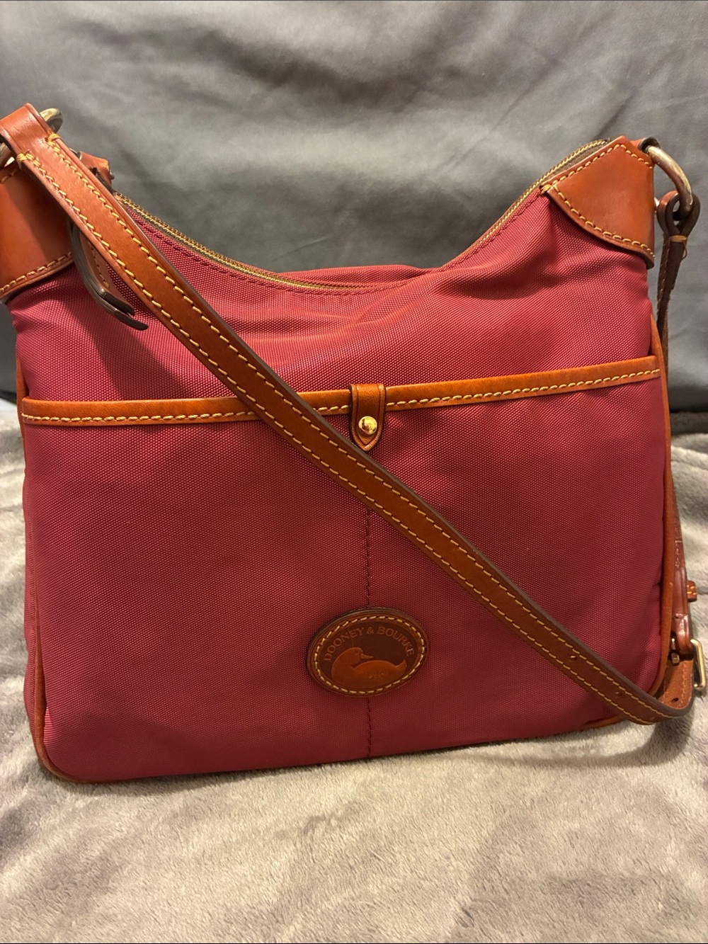 Dooney & Bourke Pink Crossbody with Brown Leather Trim